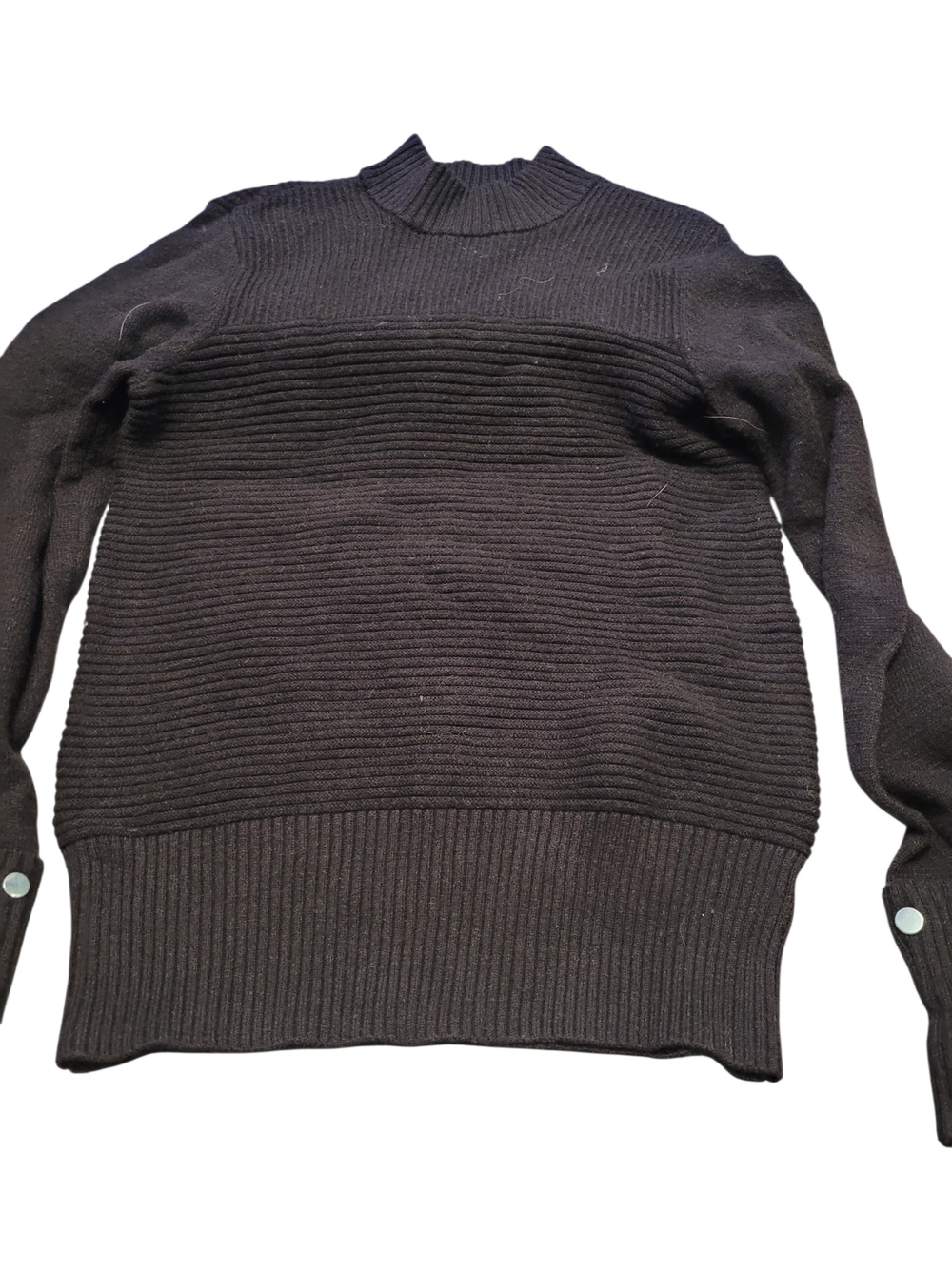 NWT Alfani Women’s XS Black Ribbed Mock Neck Sweater Button Cuff Pullover